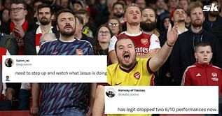 “Legit dropped two 6/10 performances now”, “Having no joy” – Arsenal fans feel key player should step up after ‘non-existent’ display in 4-2 win over Leicester
