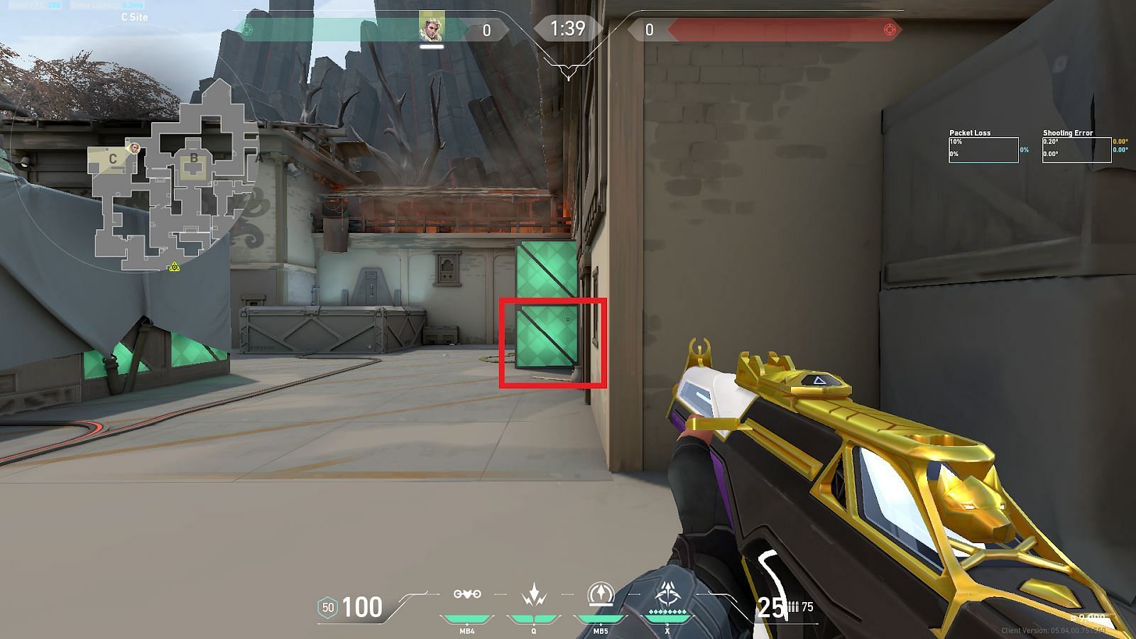CT-side C-main entry to C-back site wallbang spot (Image via Riot Games)