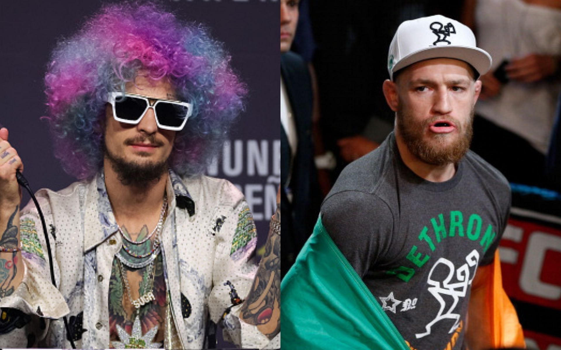 Sean O&#039;Malley (left); Conor McGregor before fighting Max Holloway (right) [Images via Getty]