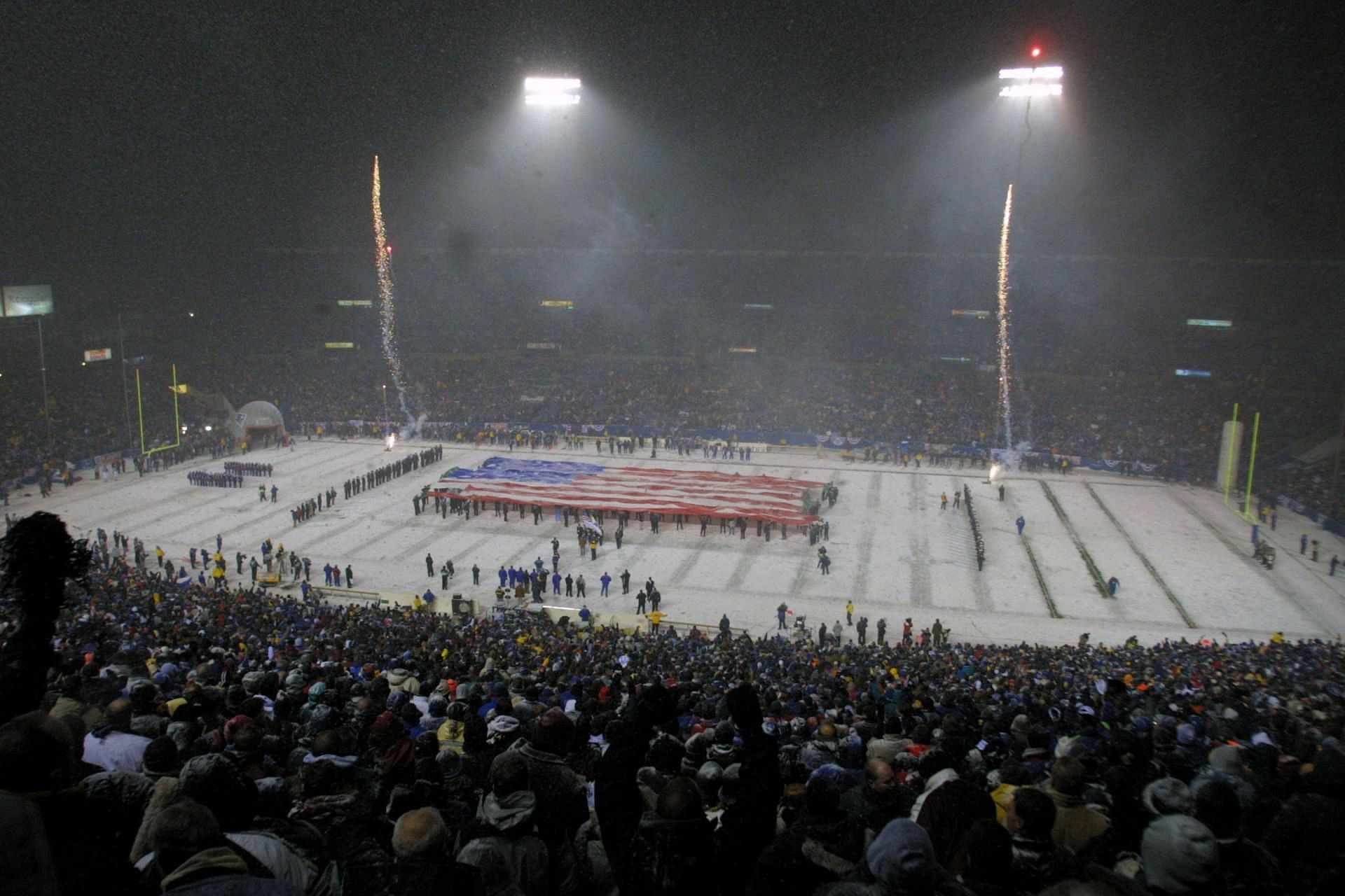 Jan 19, 2002: A general view of the pre game ceremony before the AFC playoff game between the Oaklan