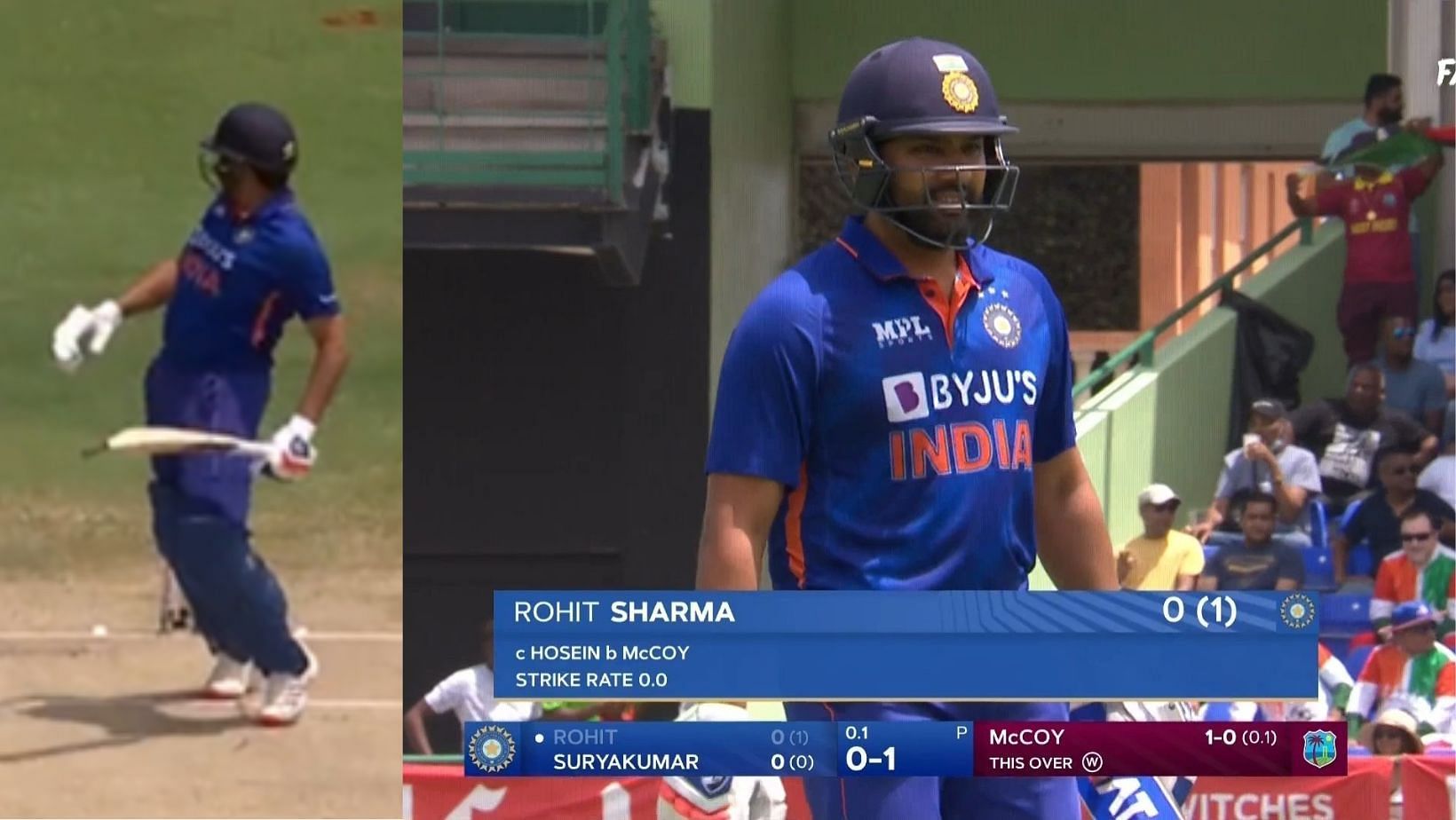 Snippets from Rohit Sharma&#039;s wicket today. (PC: Twitter)