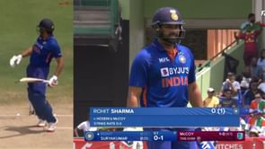 [Watch] Rohit Sharma goes for a golden duck on first ball of 2nd IND vs WI 2022 T20I