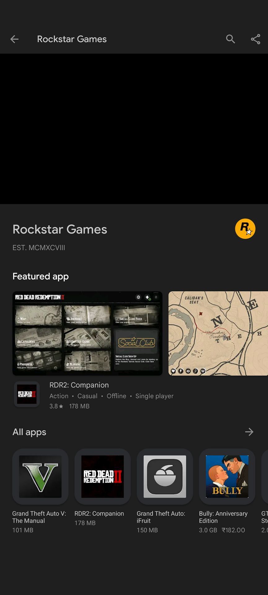 Games by Rockstar on the Play Store (Image via Google Play Store)