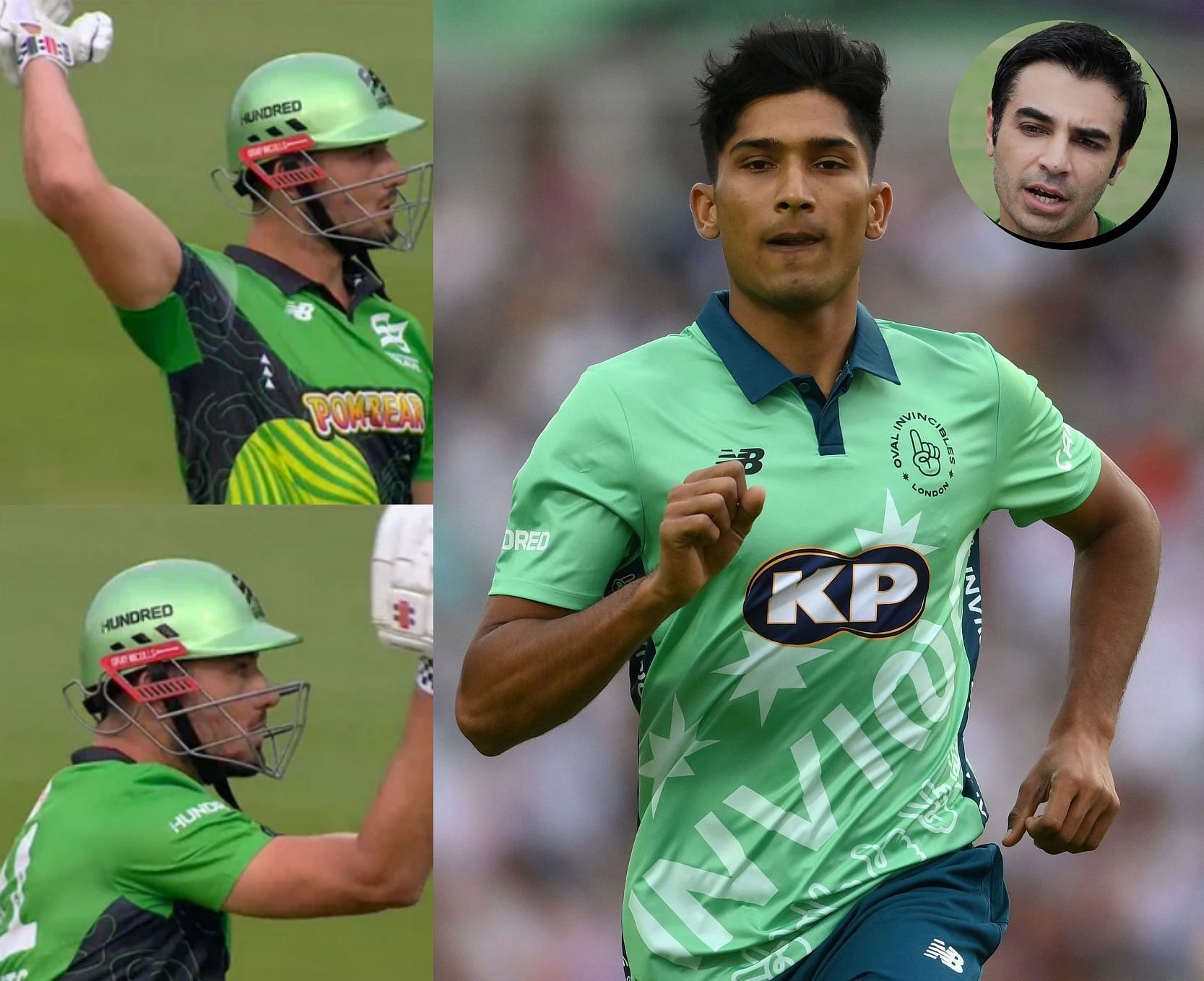 Marcus Stoinis has raised suspicion over Mohammad Hasnain&rsquo;s bowling action. Pics: Twitter and Getty Images