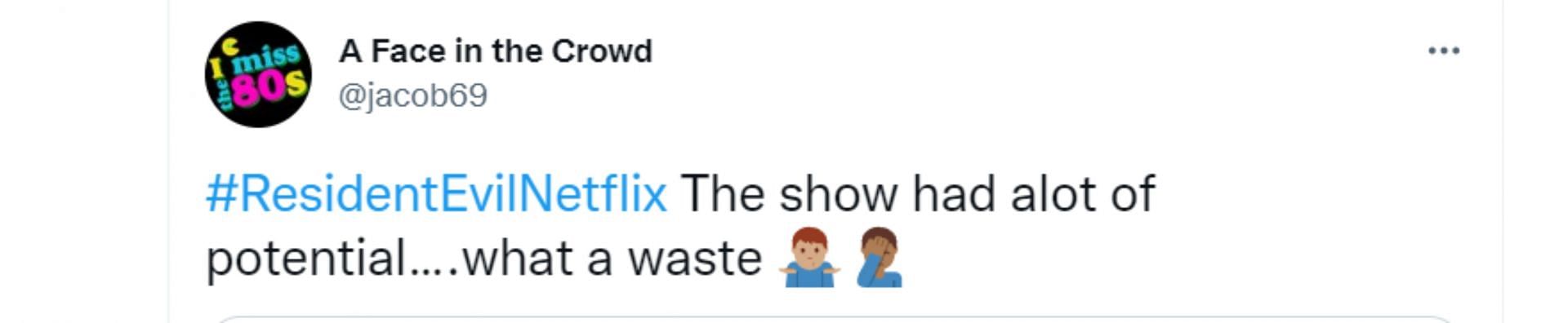 A screenshot of the tweet stating the show&#039;s cancellations (Image via @jacob69/Twitter)