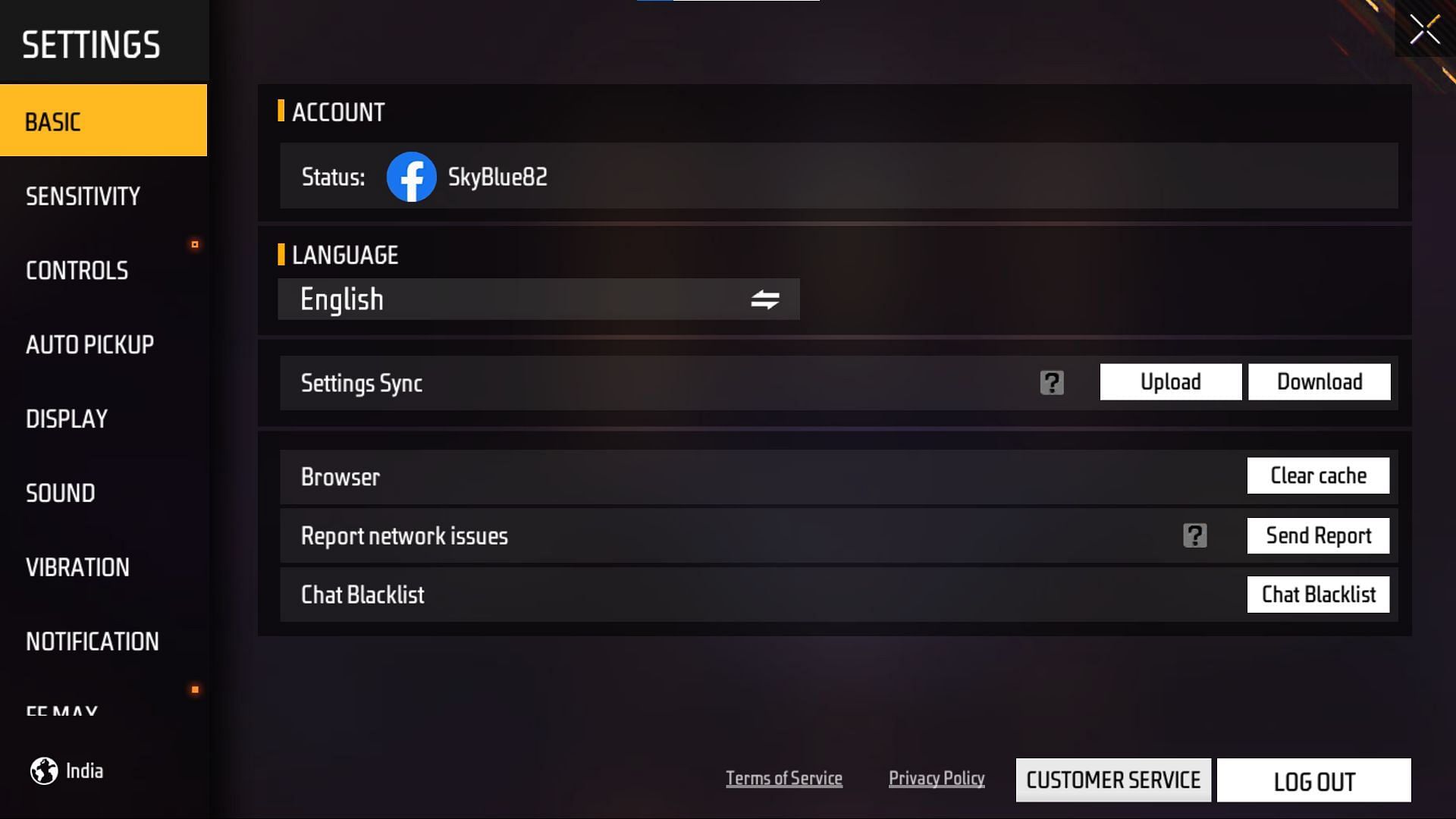 ाको Click on the &#039;Sensitivity&#039; option in the Settings menu (Image via Garena)