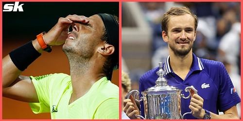 Rafael Nadal (L) and Daniil Medvedev (R)