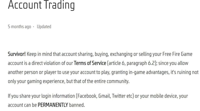 Fact Check: Can Free Fire players be banned for account trading?