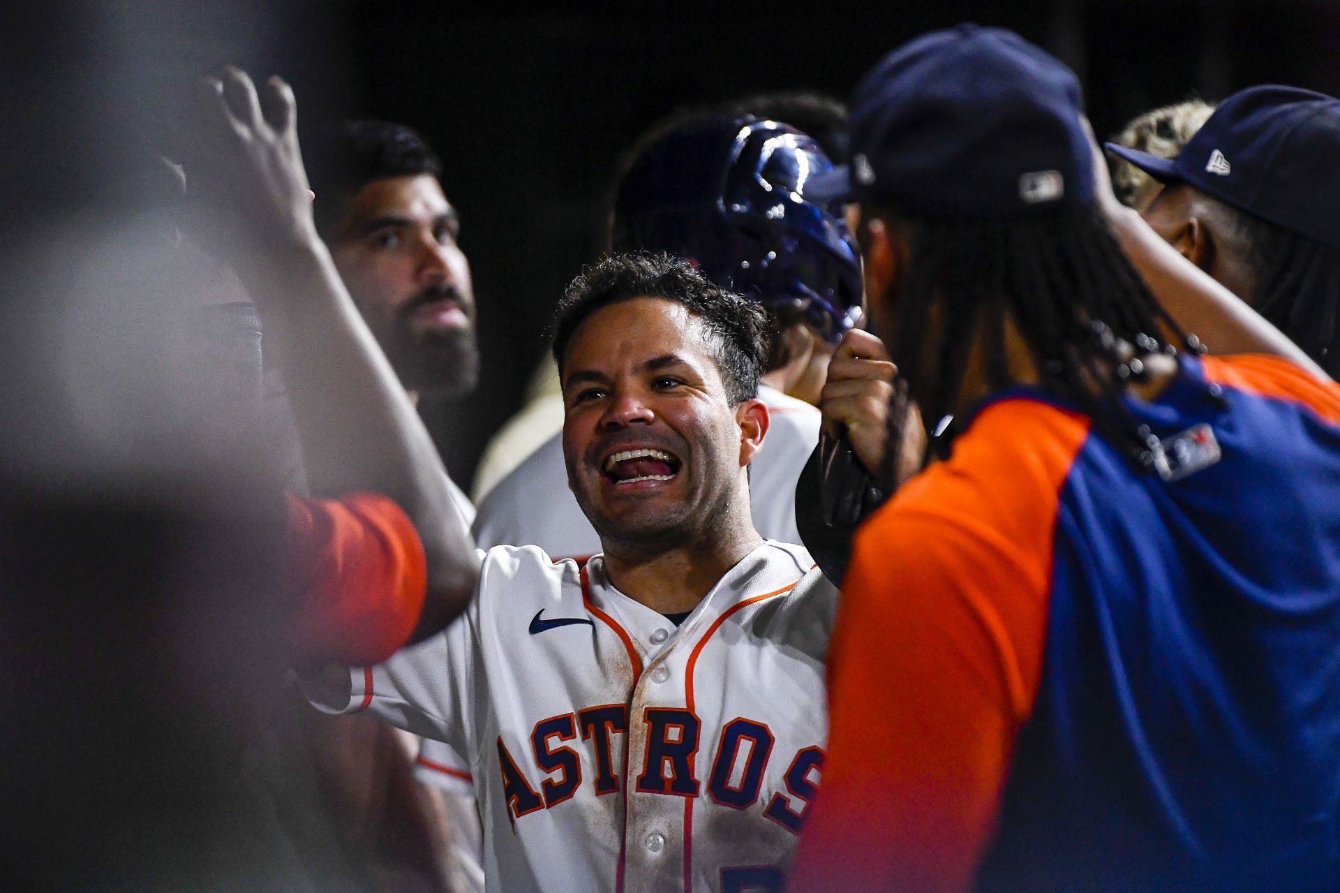 TJose Altuve celebrating the win