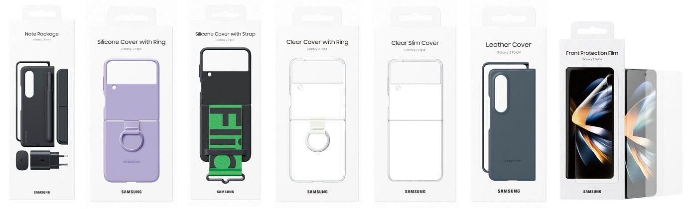 The Samsung Galaxy Z Flip 4, Z Fold 4 covers and cases (Image via 91 Mobiles)