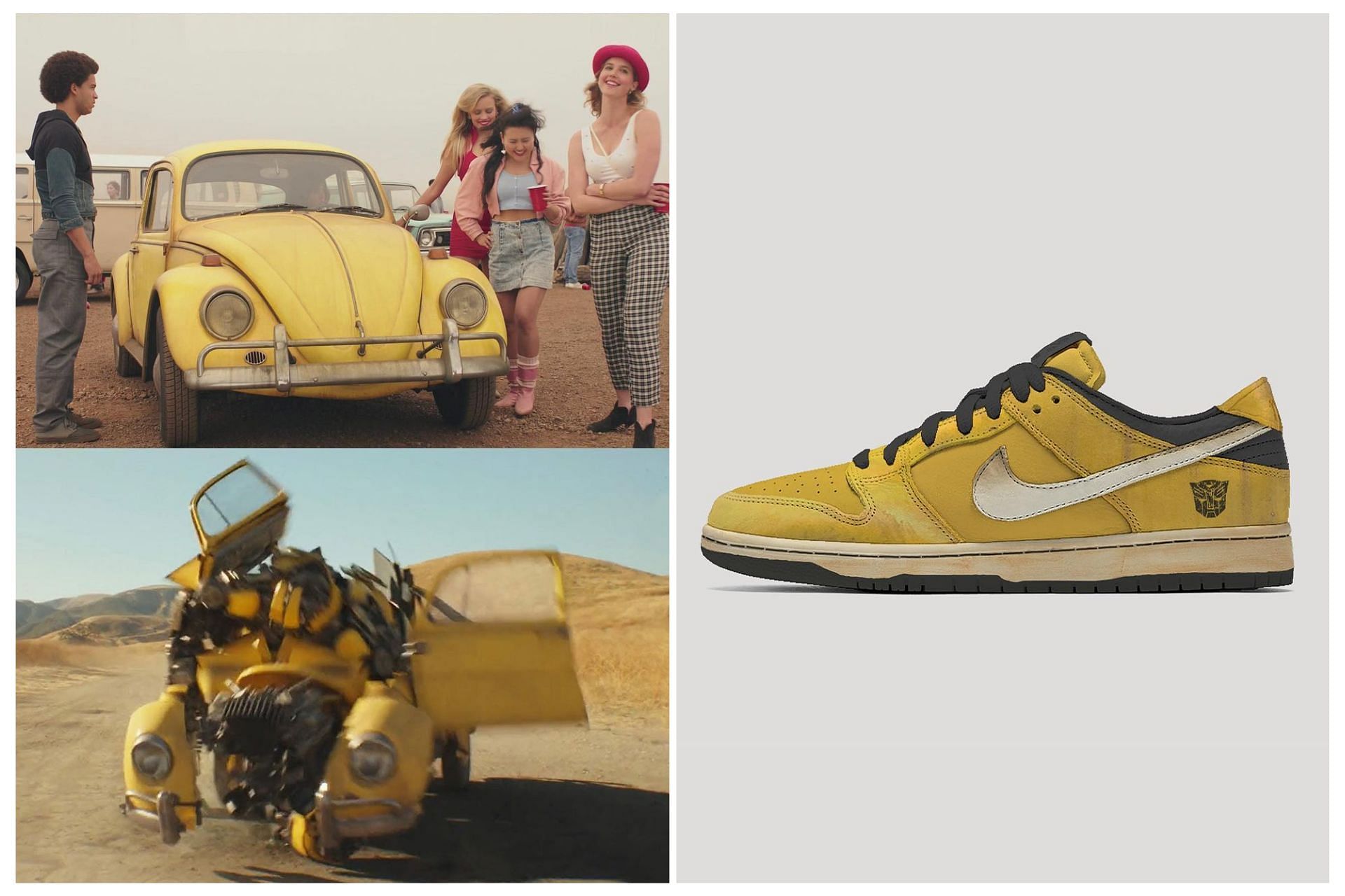 Newly revealed no-brainer* x Nike Dunk Low Bumblebee sneakers inspired by the Volkswagen Beetle (Image via @nobrainer.psd / Instagram)