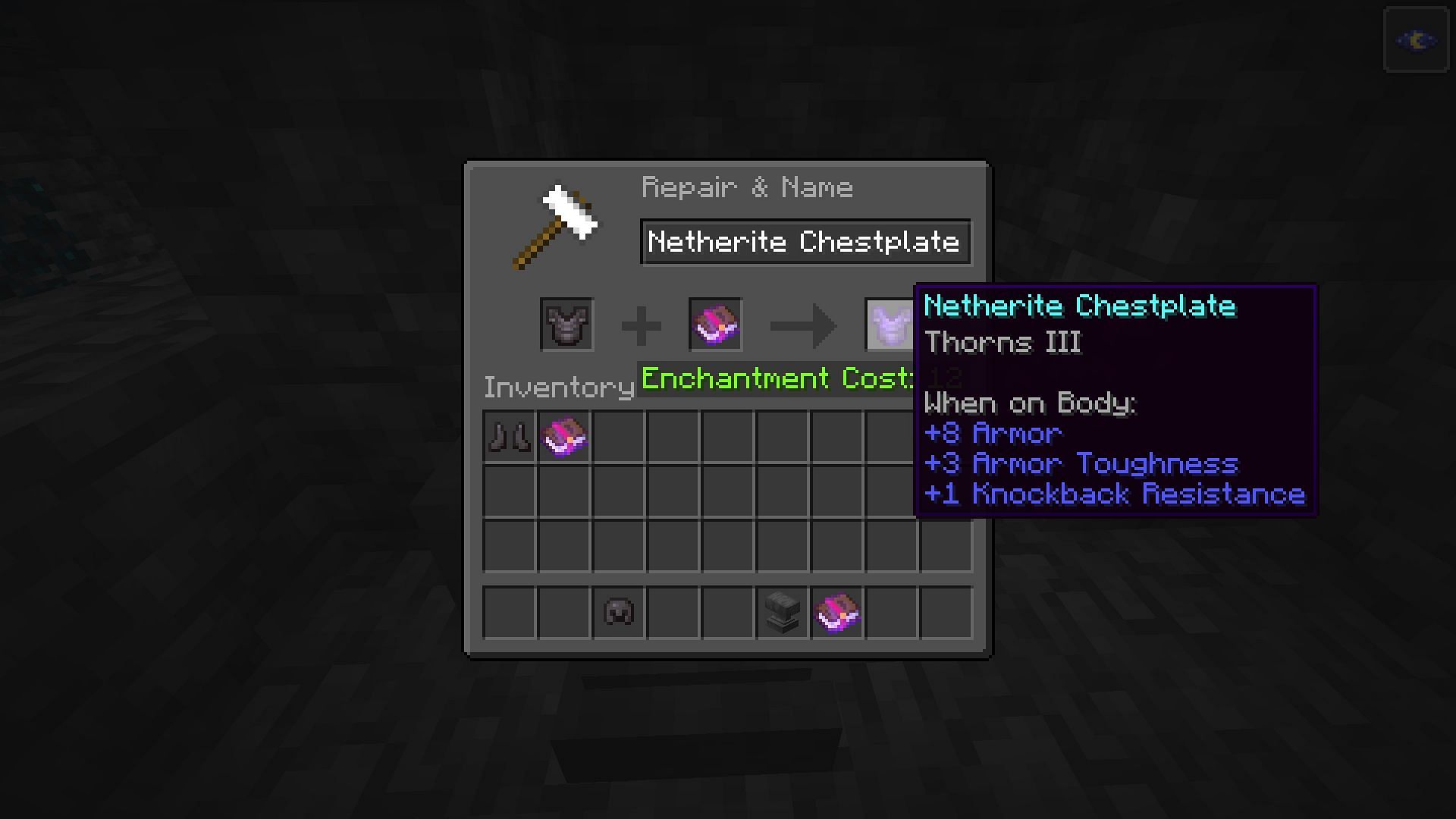 Thorns in Minecraft 1.19 can also be applied to other armor parts (Image via Mojang)
