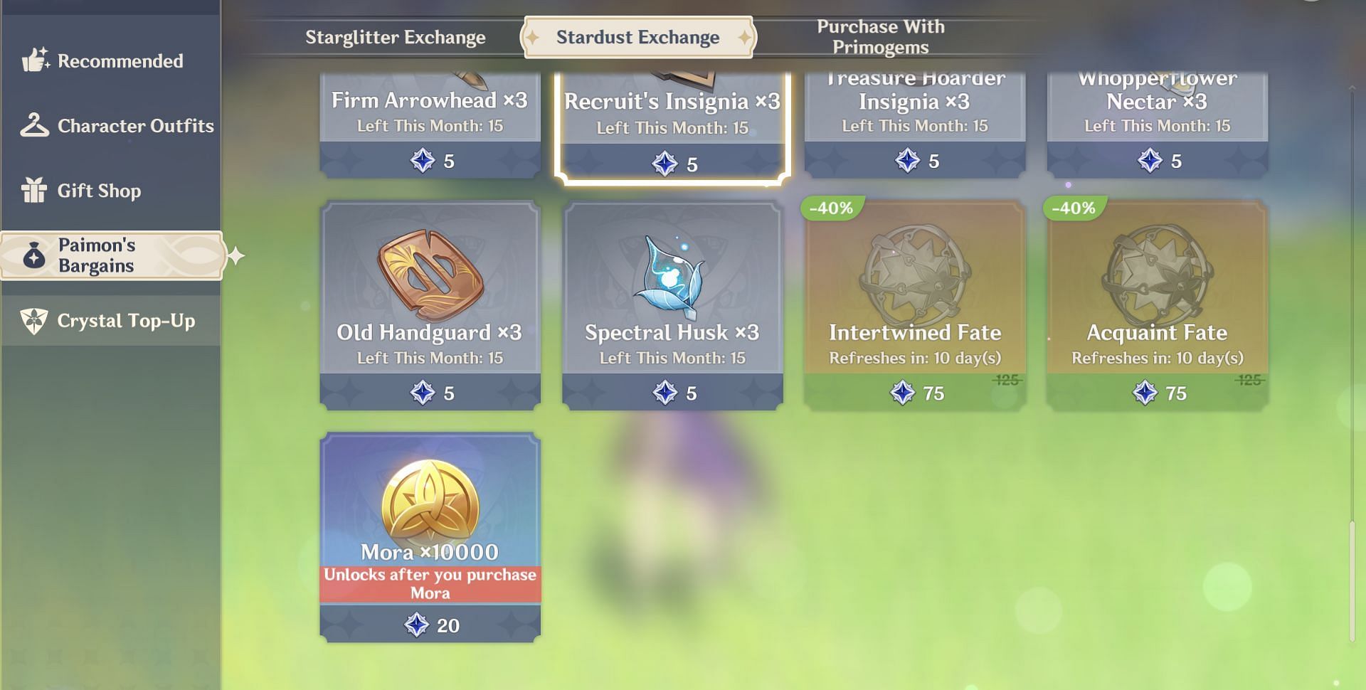 Fates can be bought from the Stardust Exchange shop (Image via HoYoverse)