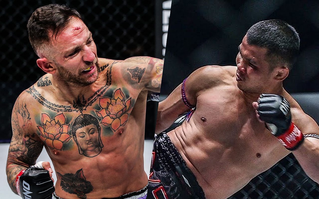 Liam Harrison (left) and Nong-O Gaiyanghadao (right) [Photo Credits: ONE Championship]