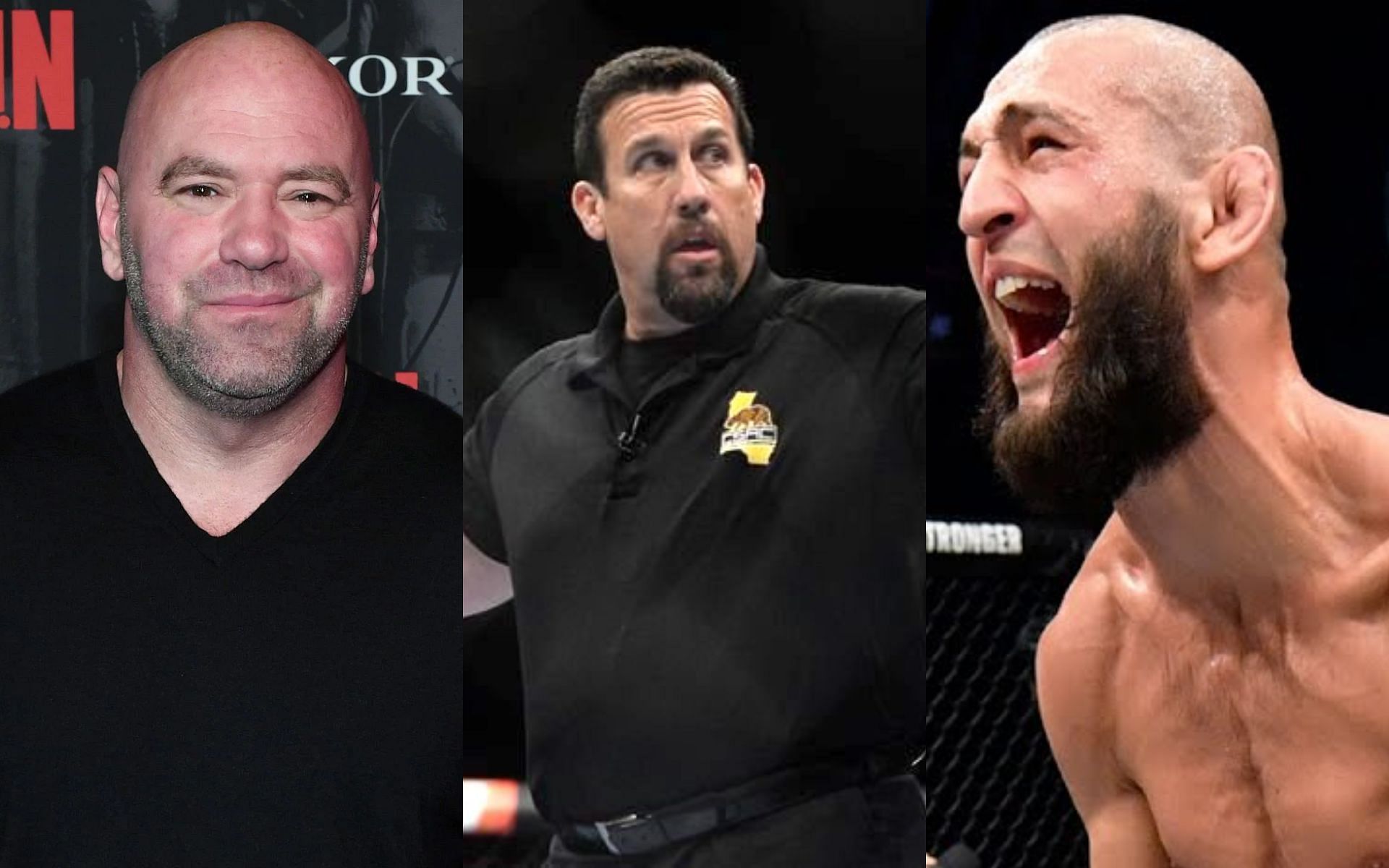 Dana White, John McCarthy, Khamzat Chimaev (Image credit: UFC on YouTube)