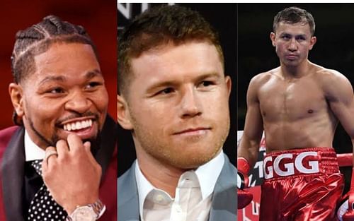 (From left to right) Shawn Porter, Canelo Alvarez, and Gennadiy Golovkin