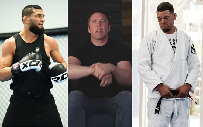 "Squeeze that choke, stretch out that arm" - Chael Sonnen says Nate Diaz more likely to finish Khamzat Chimaev via submission