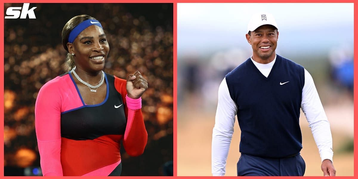 Serena Williams [left] went up to Tiger Woods, seeking advice.
