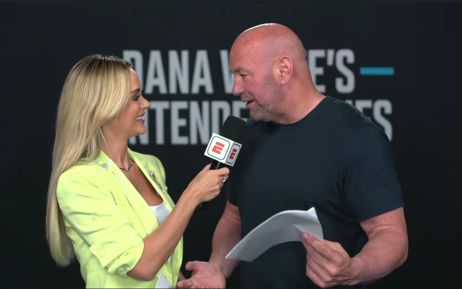 Laura Sanko (left), Dana White (right) [Images courtesy of UFC on YouTube]