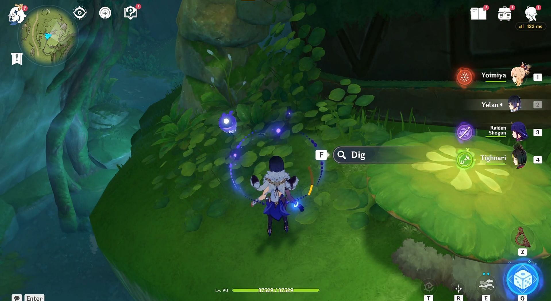 Dig option near the Bouncy Mushroom (Image via HoYoverse)