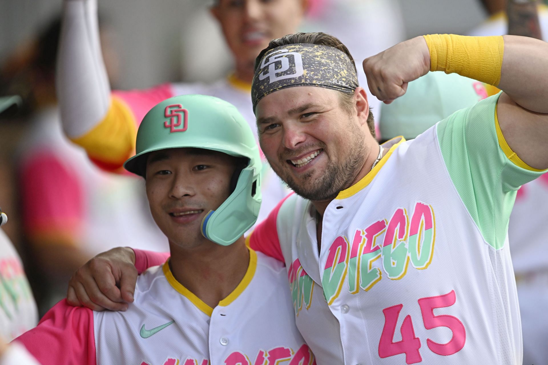 Ha-Seong Kim and Luke Voit of the Padres