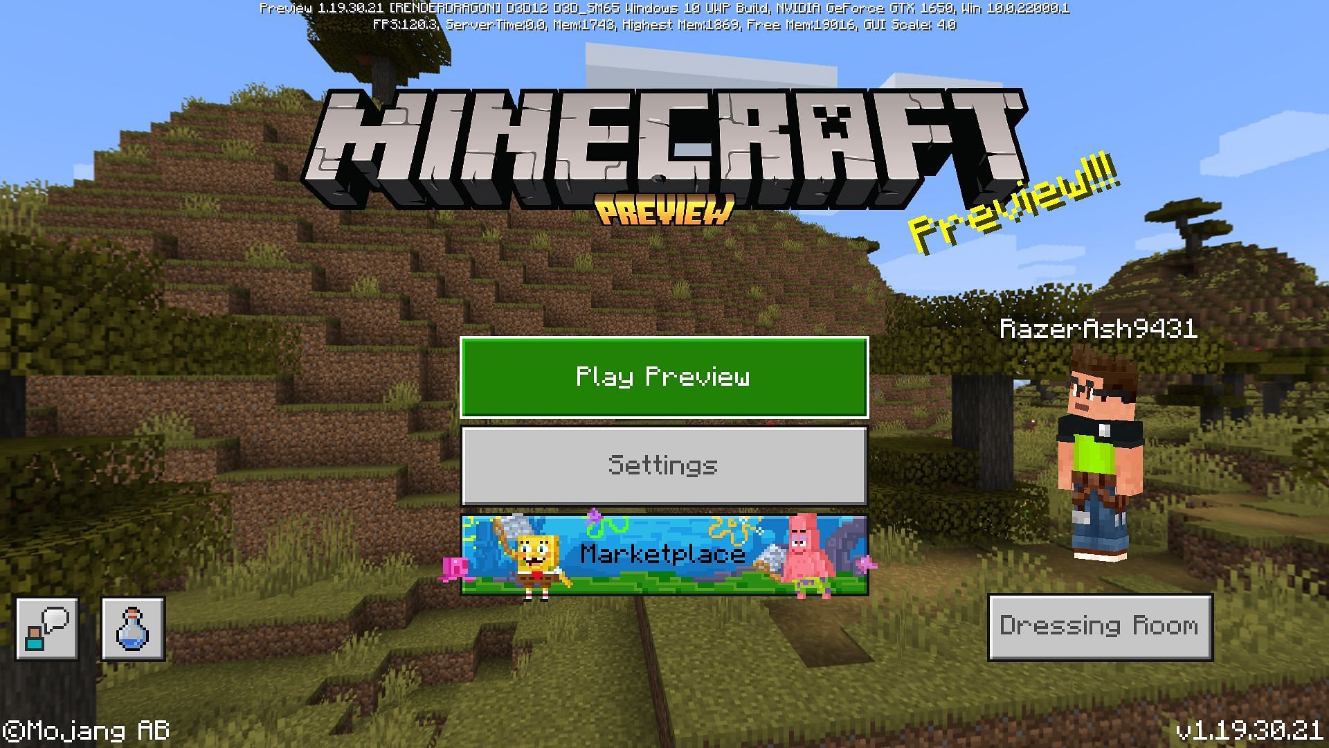 The new beta preview game version can be played normally (Image via Mojang)