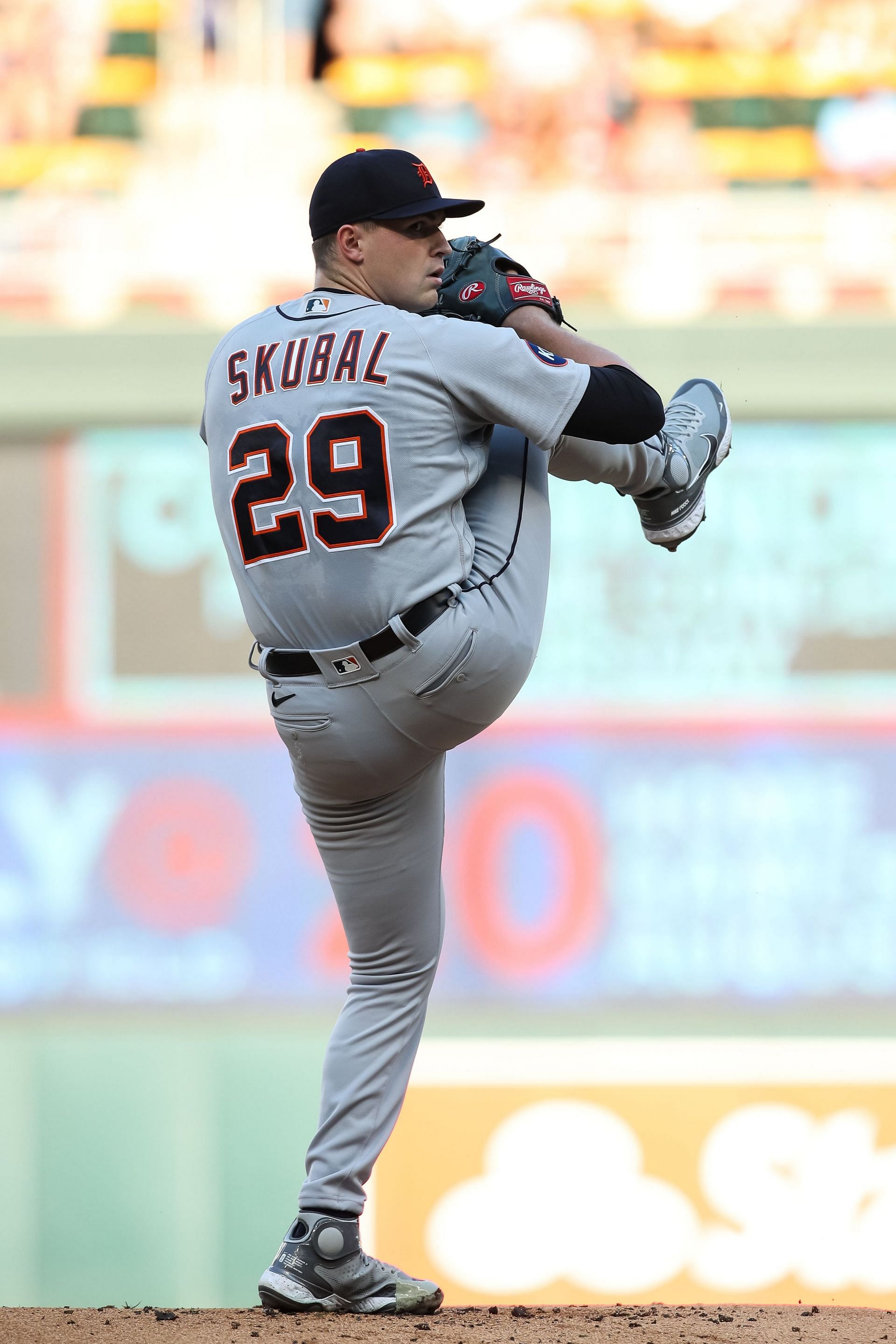 Tigers&#039; star pitcher Tarik Skubal, in action.