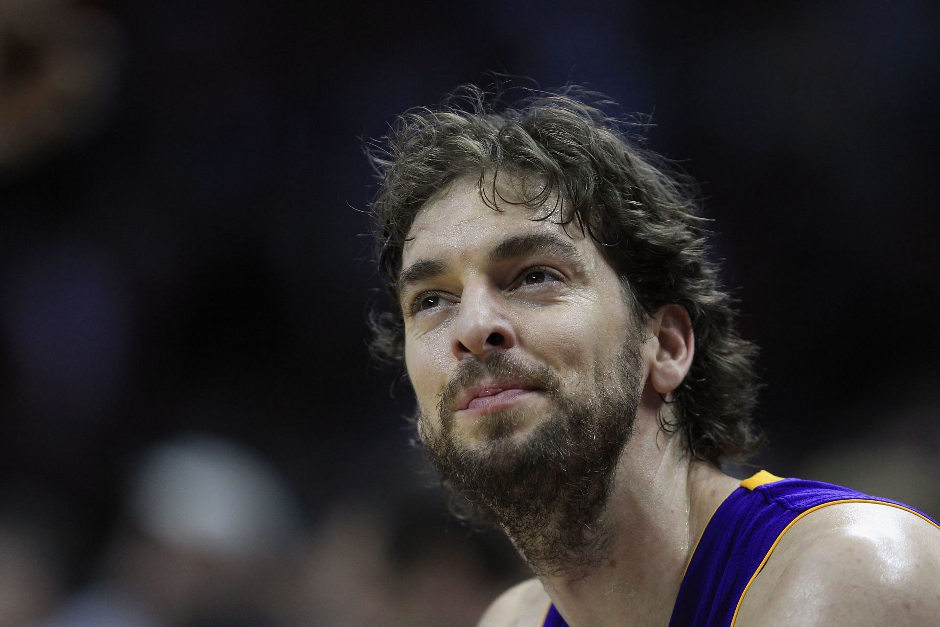 Pau Gasol looks on at a Lakers game