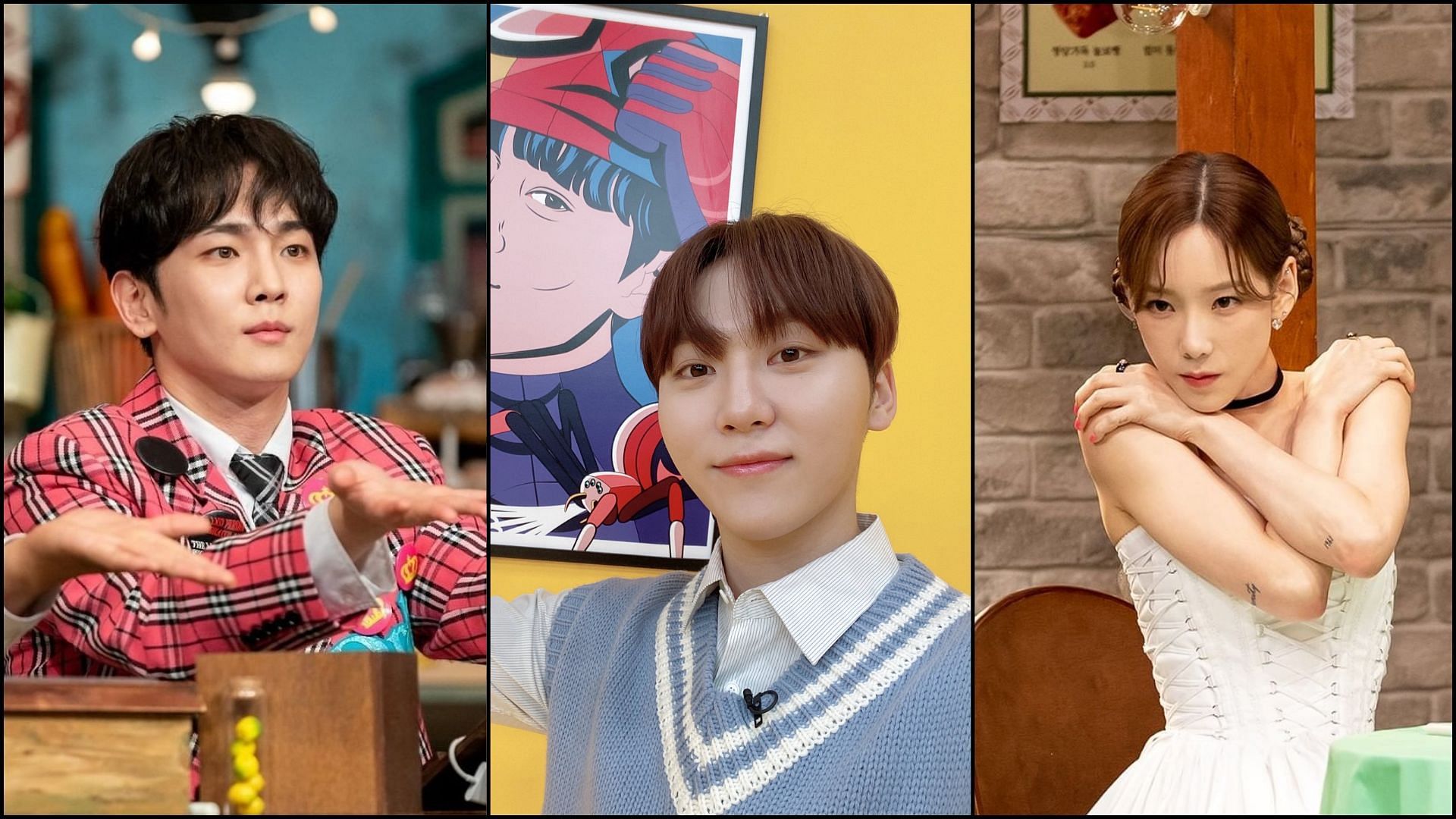 SHINee&#039;s KEY, SEVENTEEN&#039;s Seungkwan, and Girls&#039; Generation&#039;s Taeyeon are some K-pop idols acing their variety show game. (Image via Twitter/ urikeyro_, SeventeenDisse, KTYproject_TH)