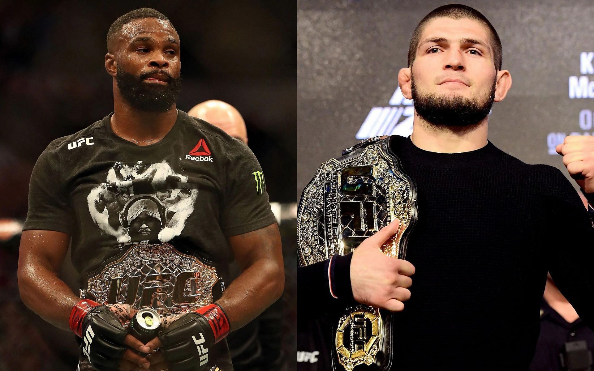 Tyron Woodley (left) and Khabib Nurmagomedov (right)