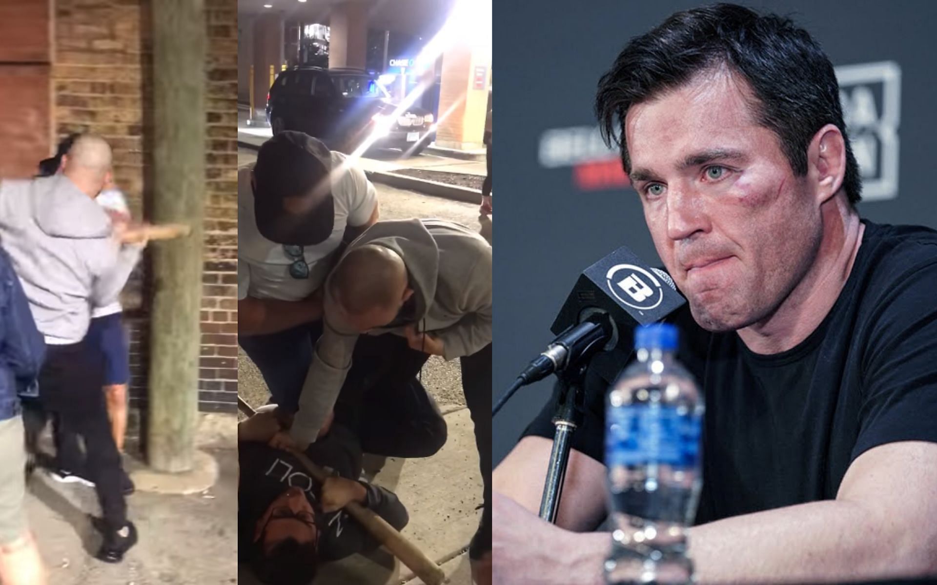 Jared Gordon&#039;s altercation with the man (left and center) and Chael Sonnen (right) [Images courtesy: left and center stills from Instagram @jaredflashgordon and right image from YouTube MMA Junkie]