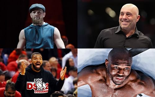 Conor McGregor (top left), Joe Rogan (top right), Drake (bottom left), Kamaru Usman (bottom right - via ESPN)