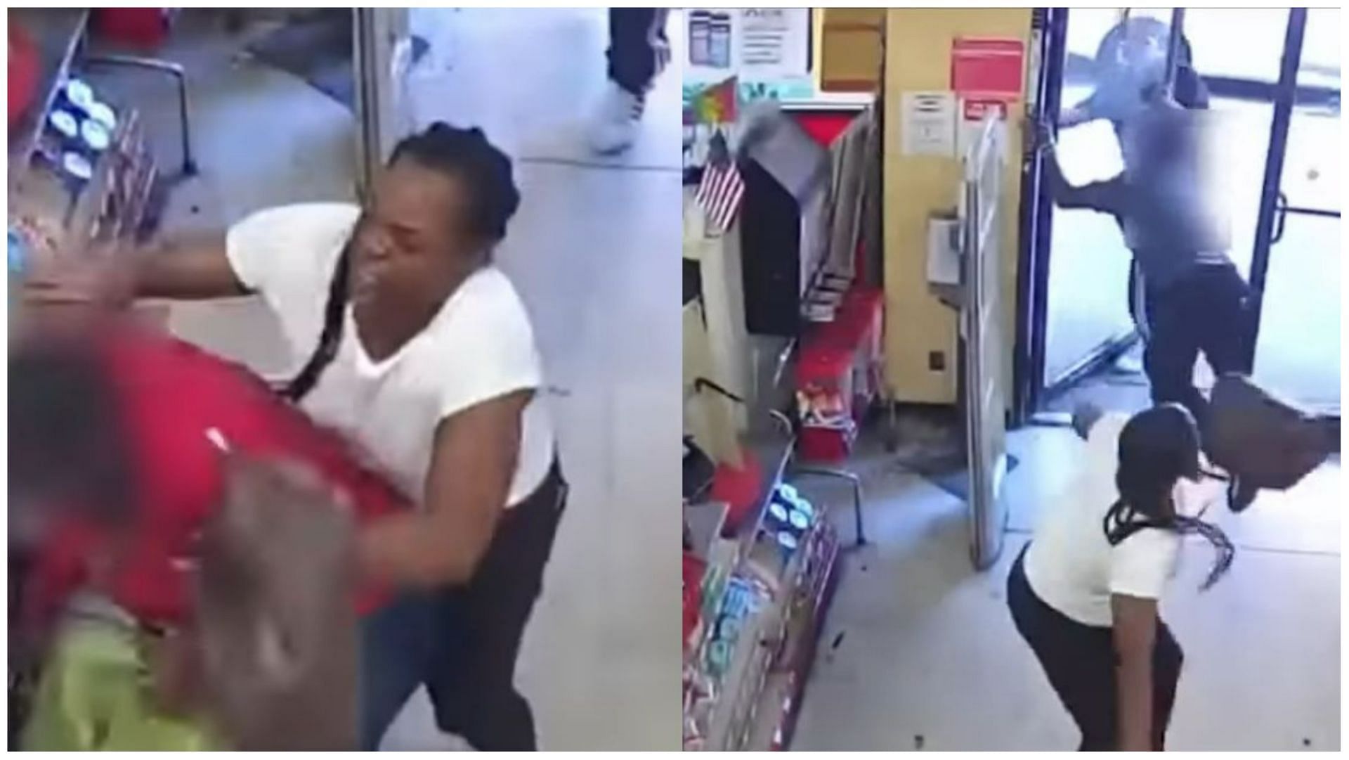 Shoplifters assault store employee, put her in chokehold (Screengrabs via security footage)