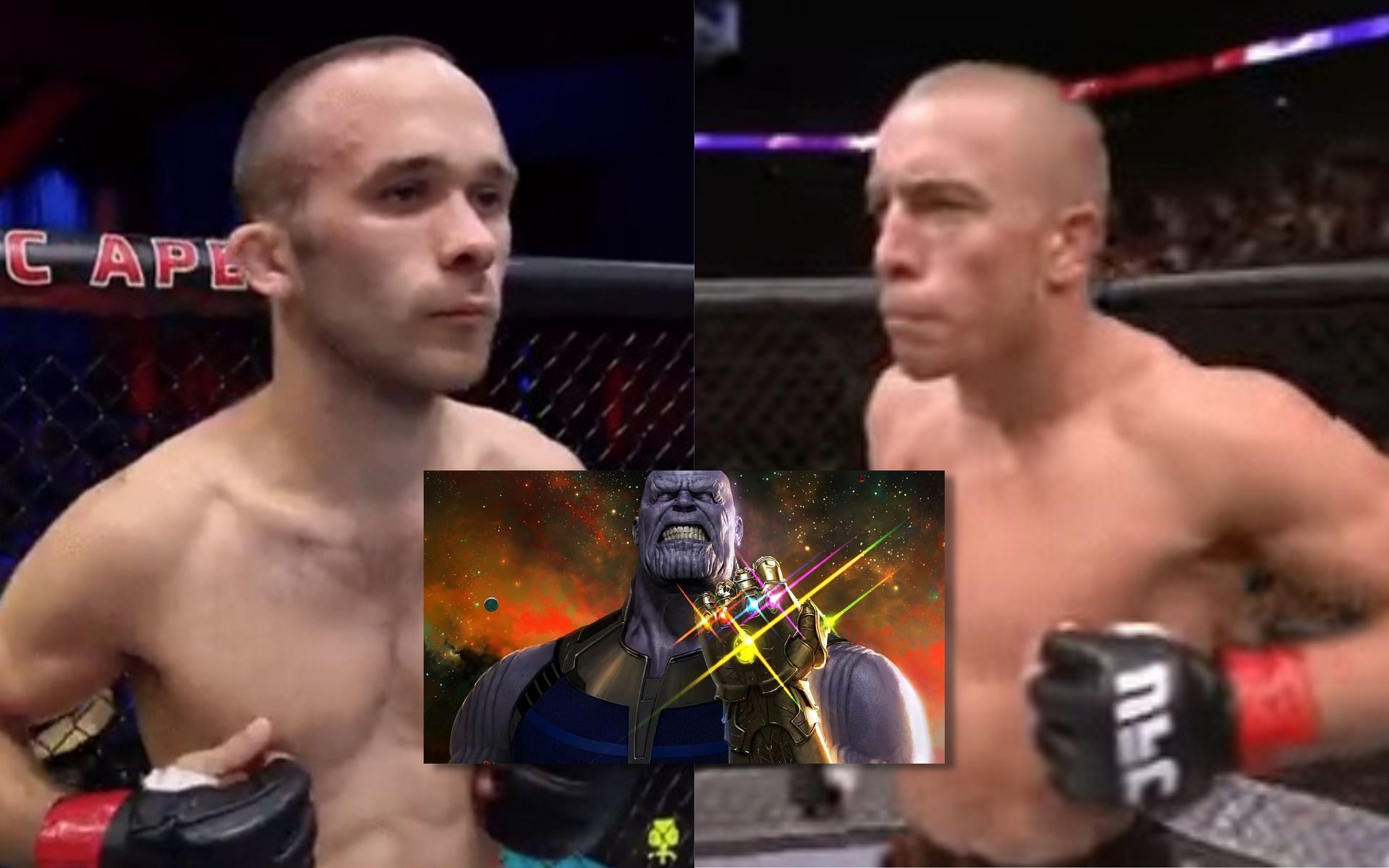 Jack Cartwright (left), Georges St-Pierre (right) [Images courtesy of @UFC on Twitter, Marvel Studios &amp; 7NS on YouTube]