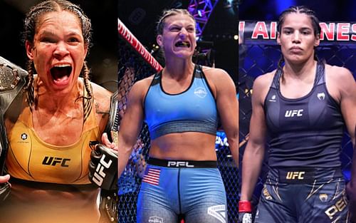 Amanda Nunes (left), Kayla Harrison (center), Julianna Pena (right) 