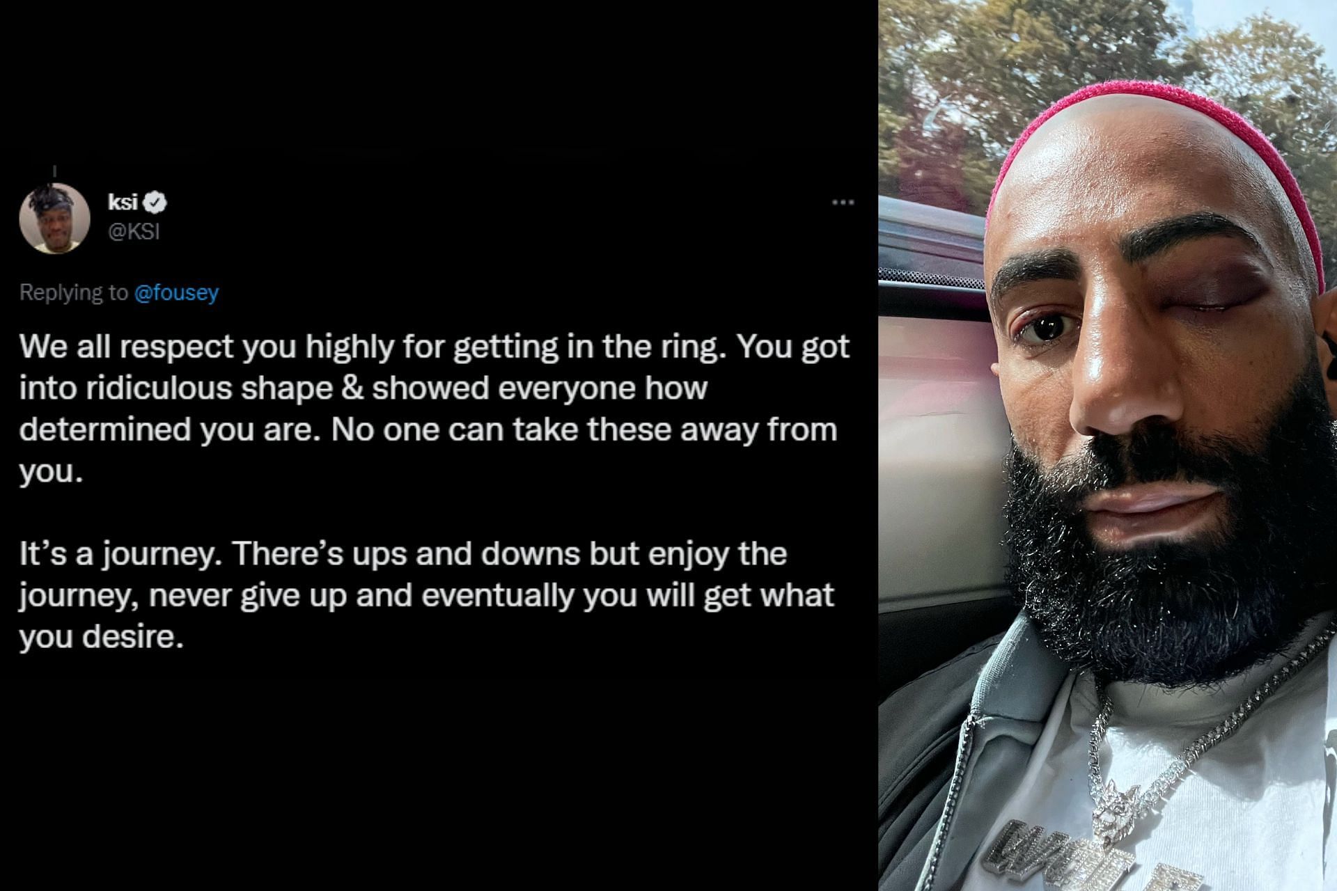 KSI sends a heartfelt message to Fousey after the latter&rsquo;s loss to Deji (Image via Sportskeeda)