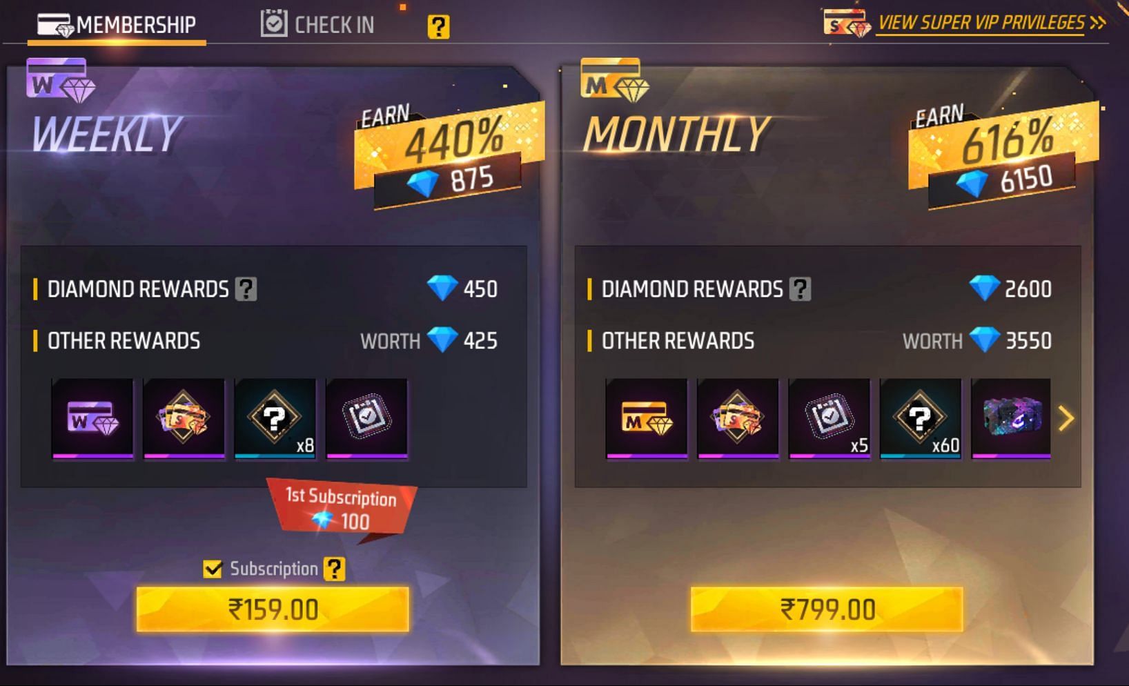 The two memberships offer a fantastic value for money (Image via Garena)