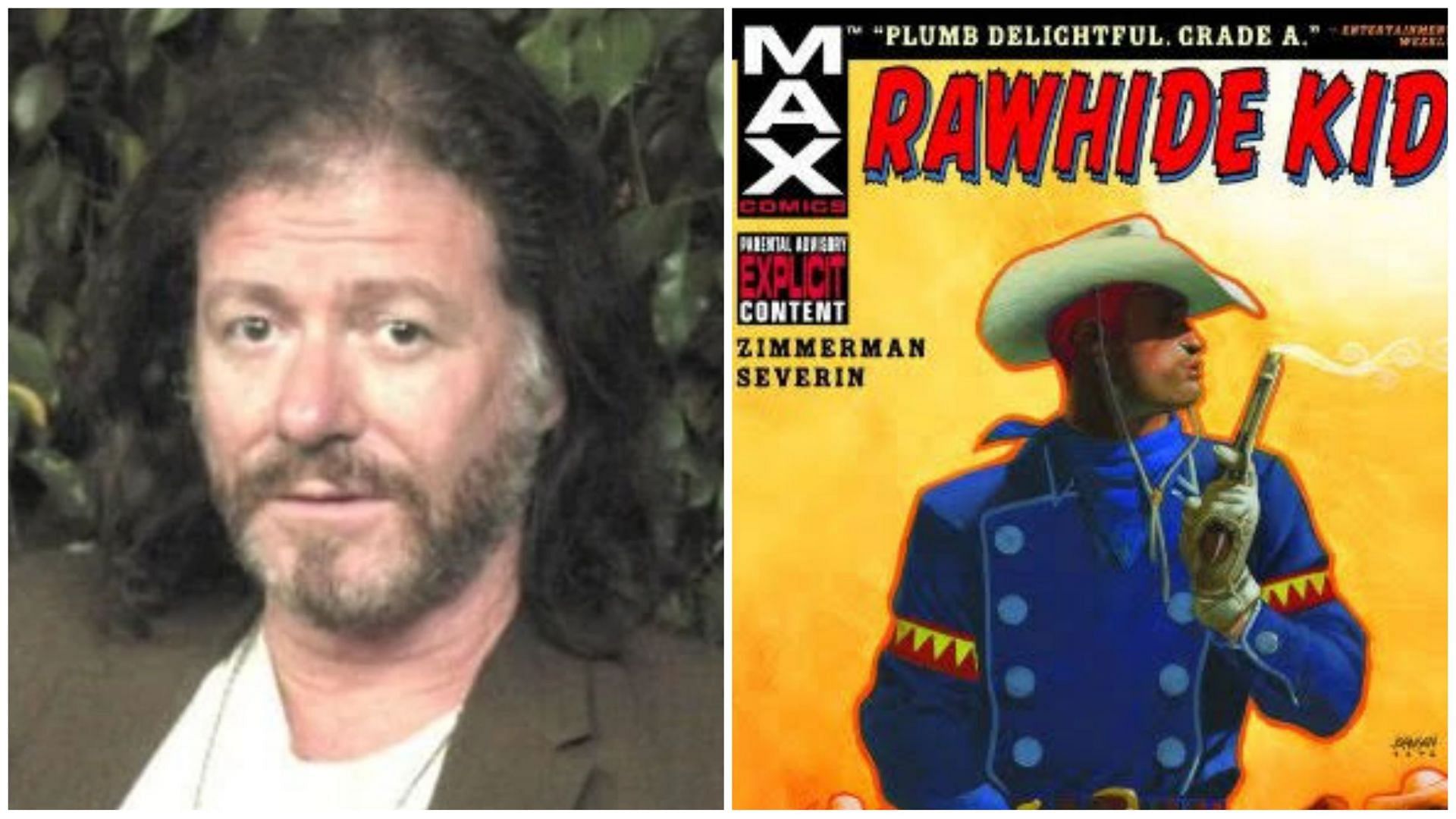 Ron Zimmerman and the cover for Rawhide Kid (Image via Twitter/renmusb1 and Marvel Comics)