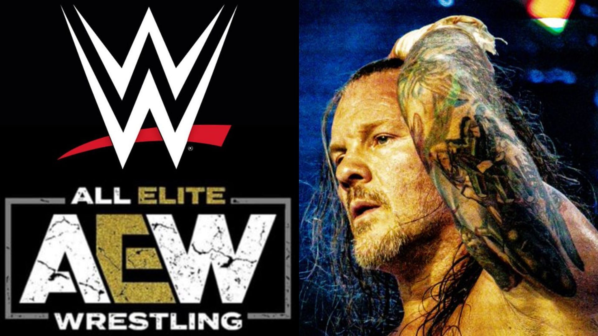 AEW and WWE logo (left), Chris Jericho (Right)