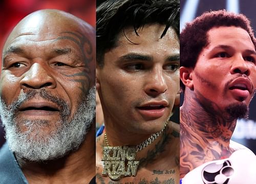 Mike Tyson (left), Ryan Garcia (center), Gervonta Davis (right)