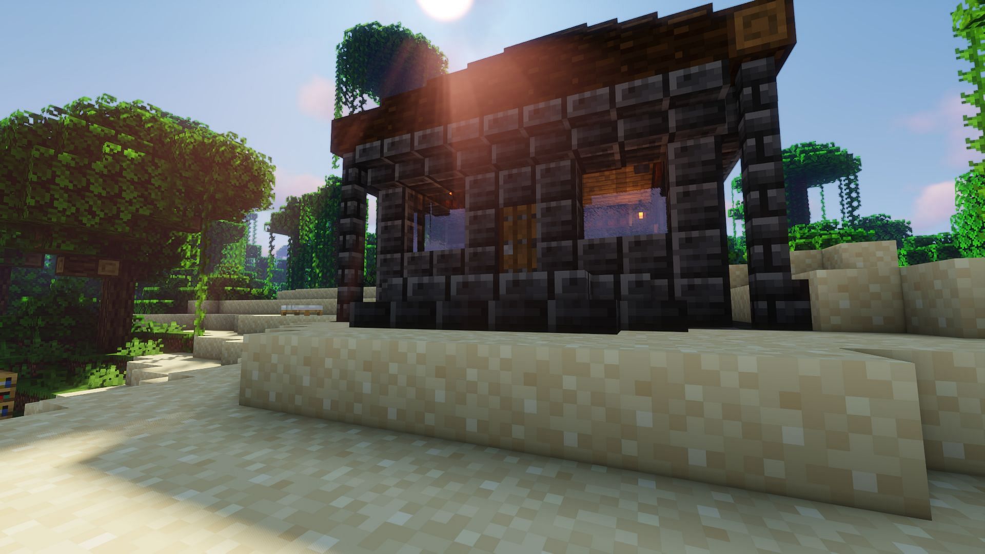 The base with the F8thful texture pack applied (Image via Mojang)