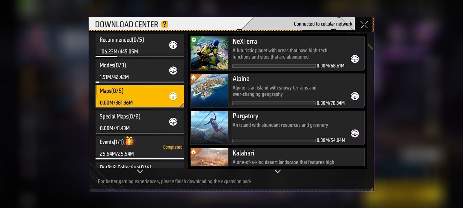 The Download Center in Free Fire MAX (Image via Garena)