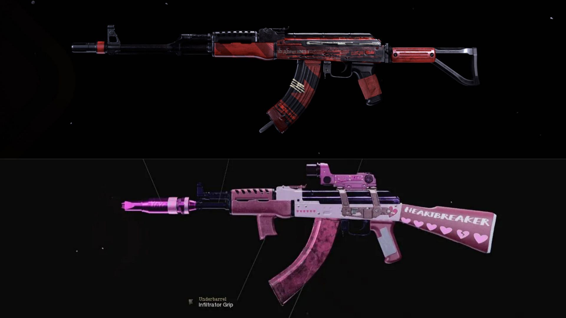 Some available blueprints for the AK-47 in-game (Image via Activision)