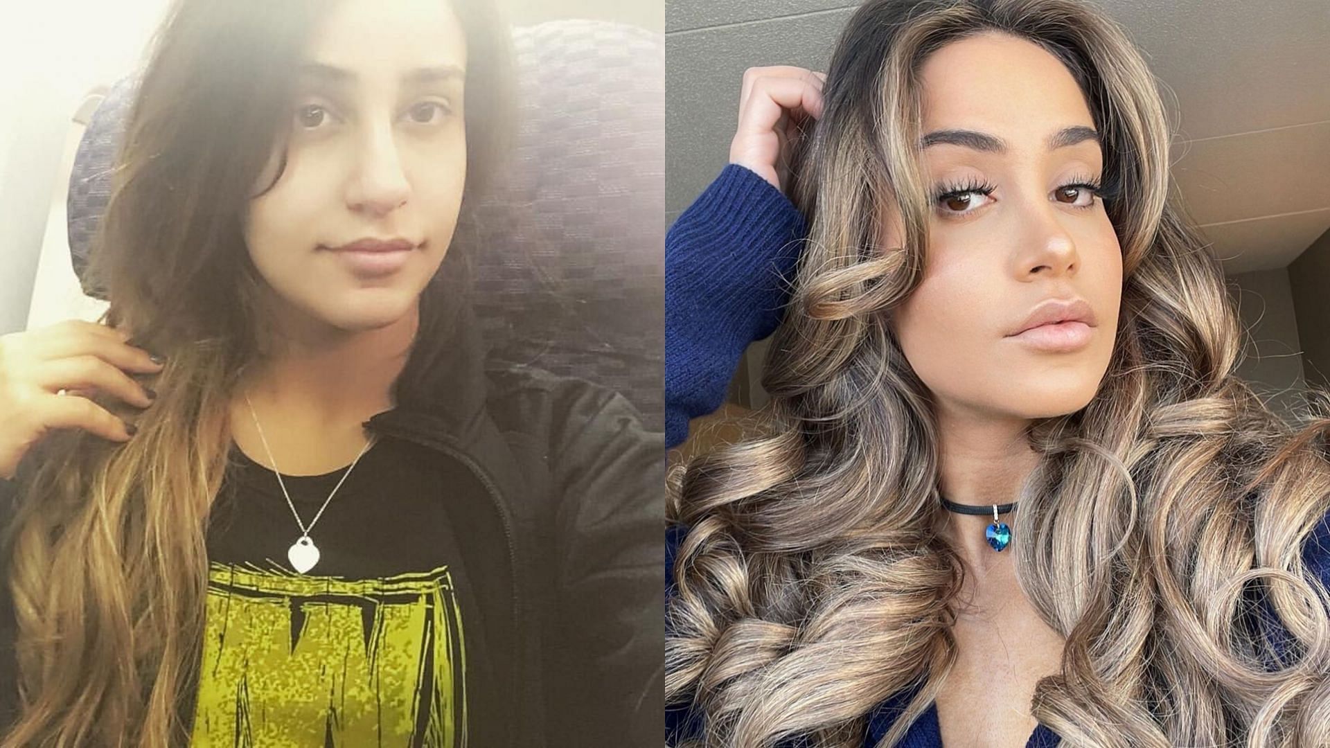 Aliyah without makeup (left) and with makeup (right)