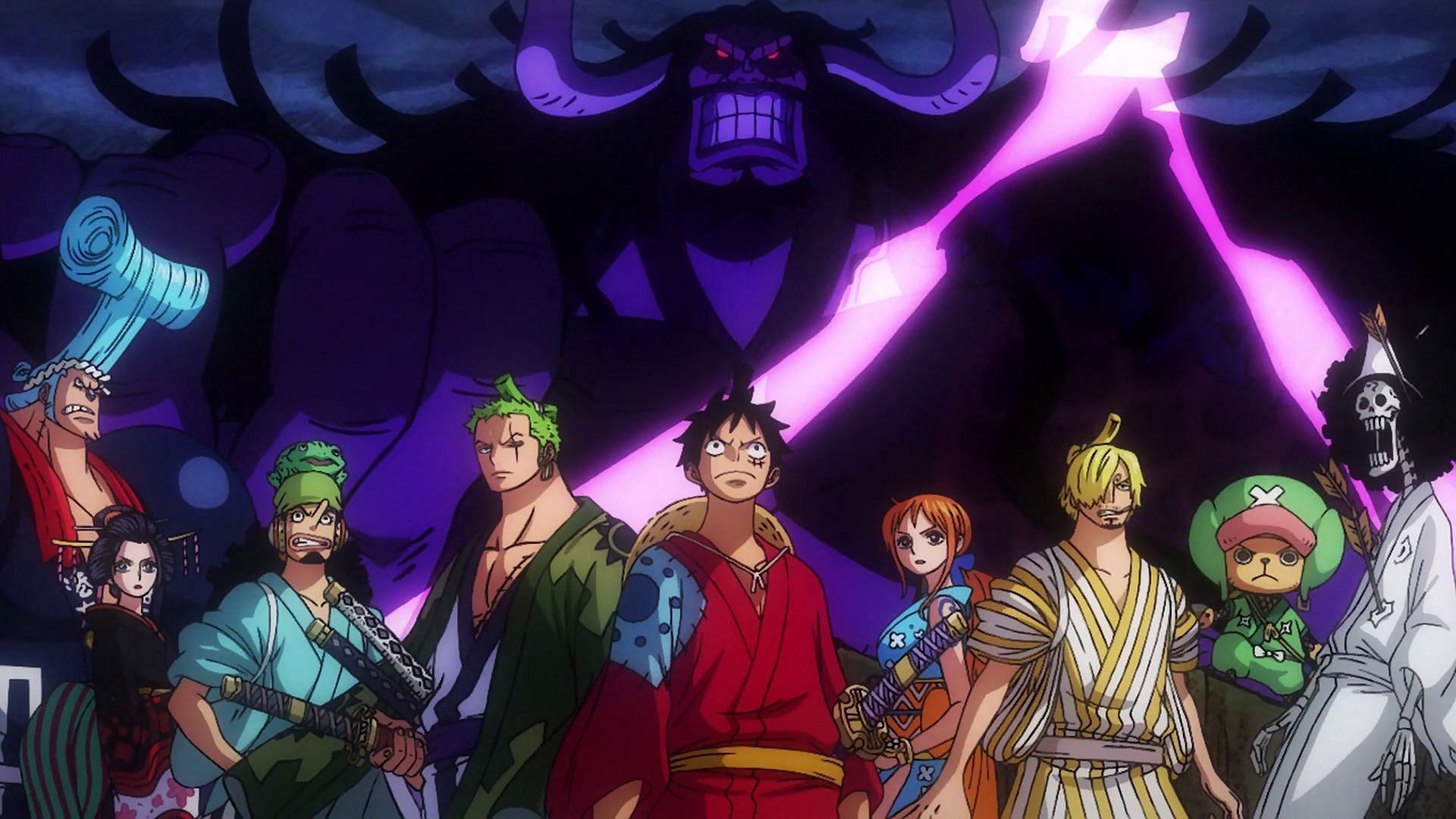 The Strawhats Pirates and Kaido, some of the main protagonists of One Piece