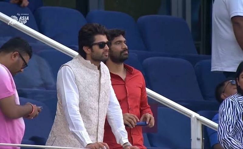 Actor Vijay Deverakonda in the stands.