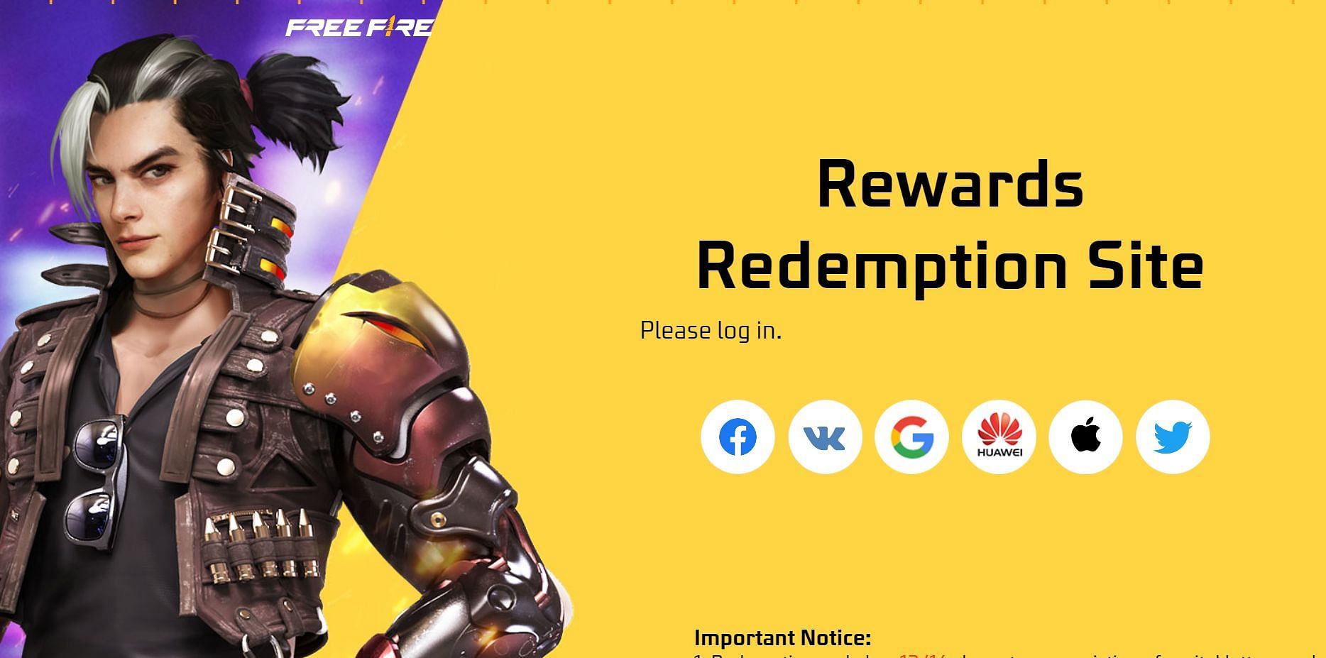 This is the Rewards Redemption Site that players can use (Image via Garena)