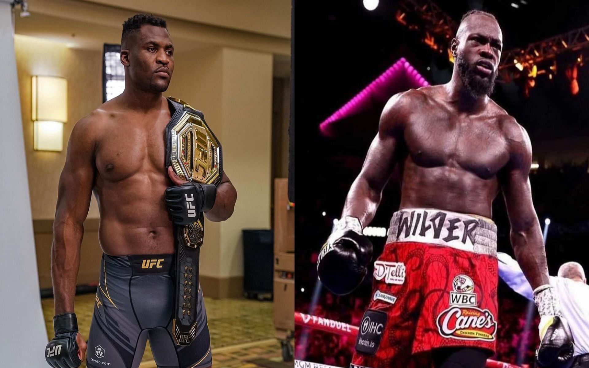 Francis Ngannou (left) and Deontay Wilder (right) [Images Courtesy: @francisngannou and @bronzebmber on Instagram]