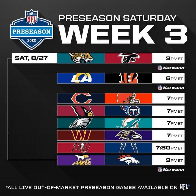 this week's nfl preseason schedule
