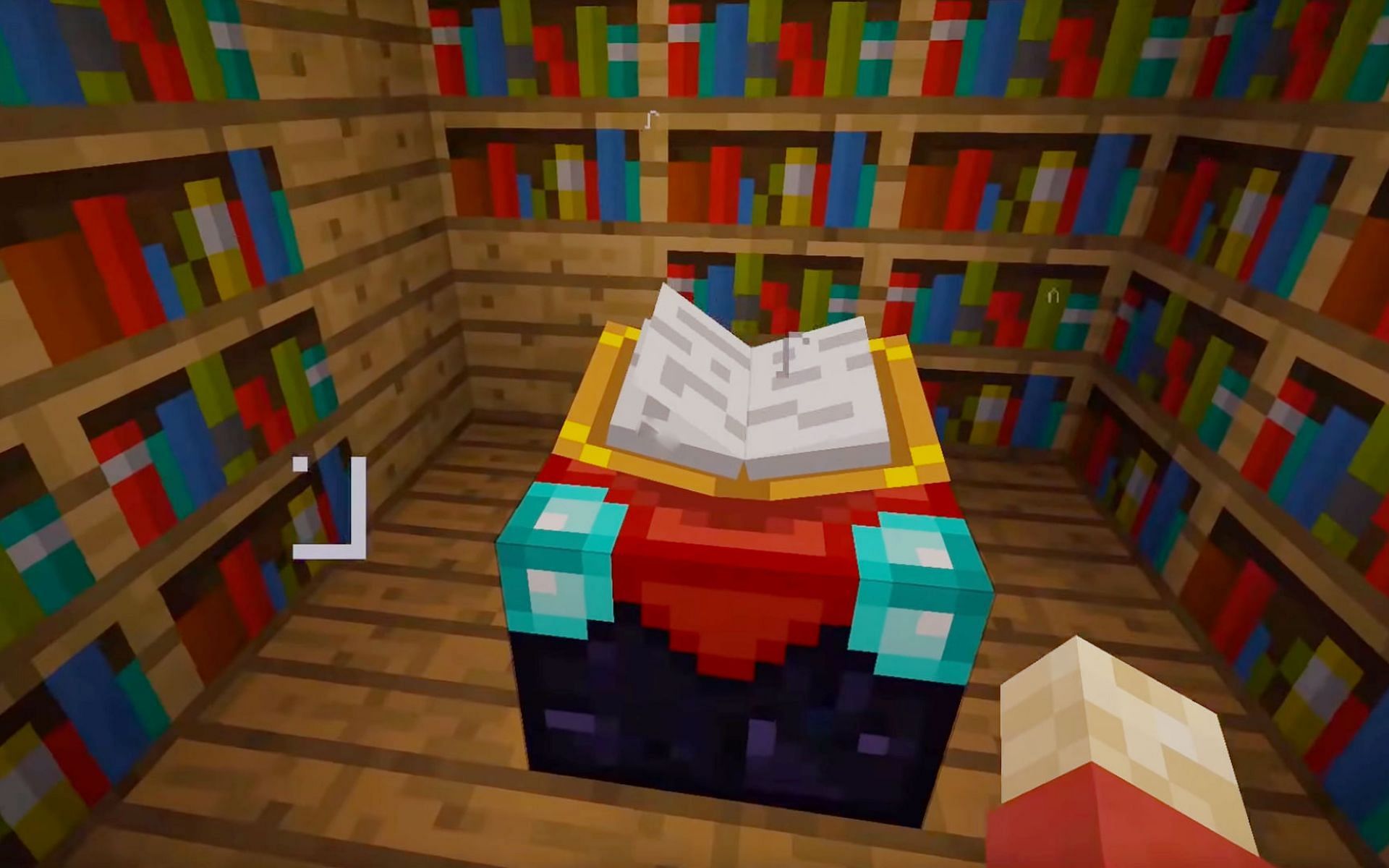 An enchanting table, where all enchantments are applied (Image via Minecraft)